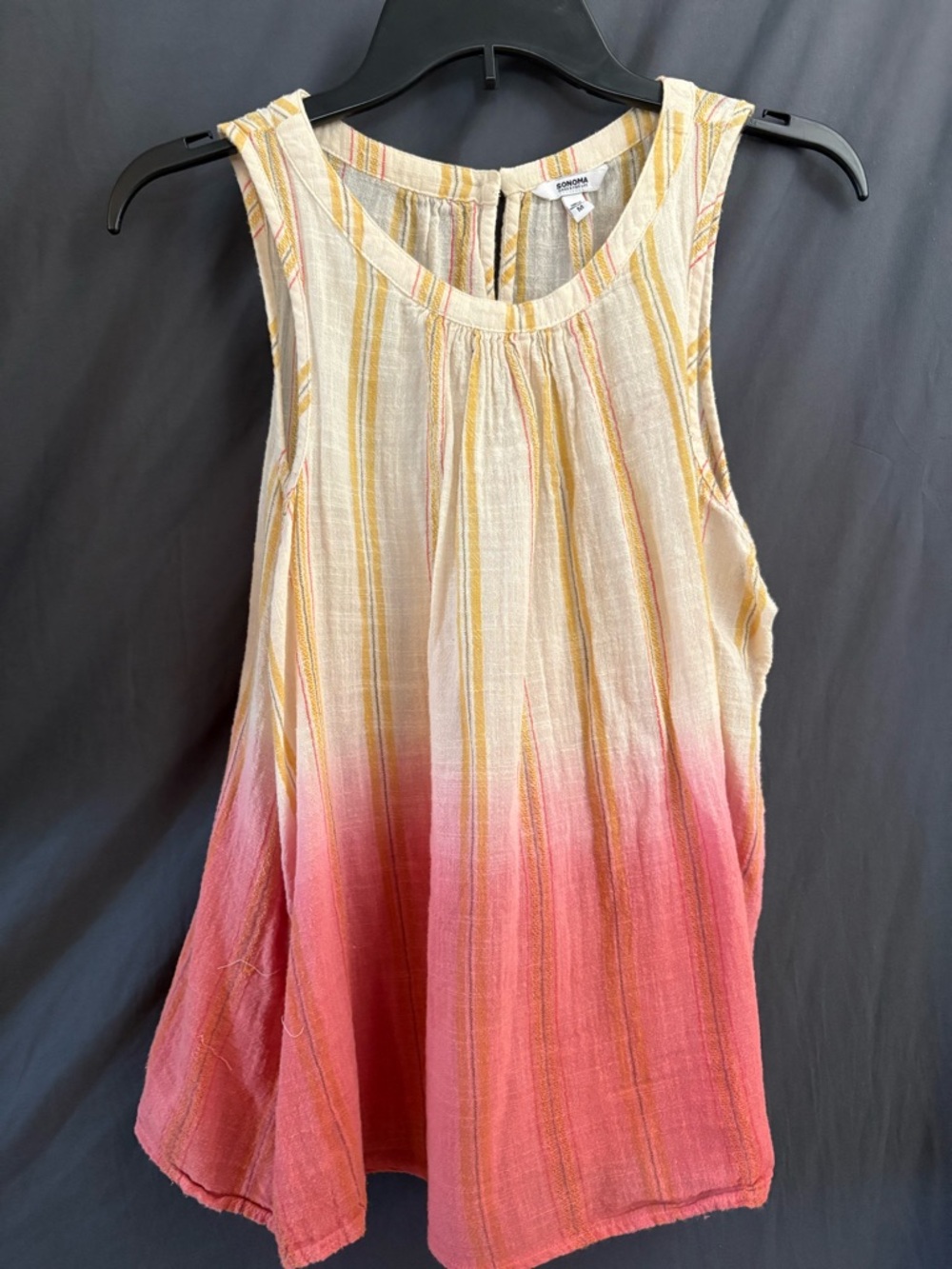 Sonoma Cream to Pink Ombre Striped Tank Top